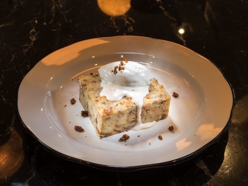 A dessert bar with vanilla ice cream on top